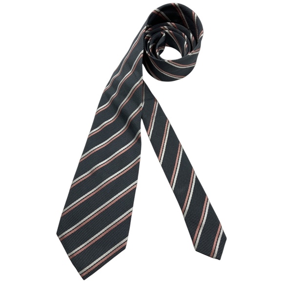 PRADA Gray/Pink Striped Silk LUXURY Tie ITALY - Picture 1 of 5